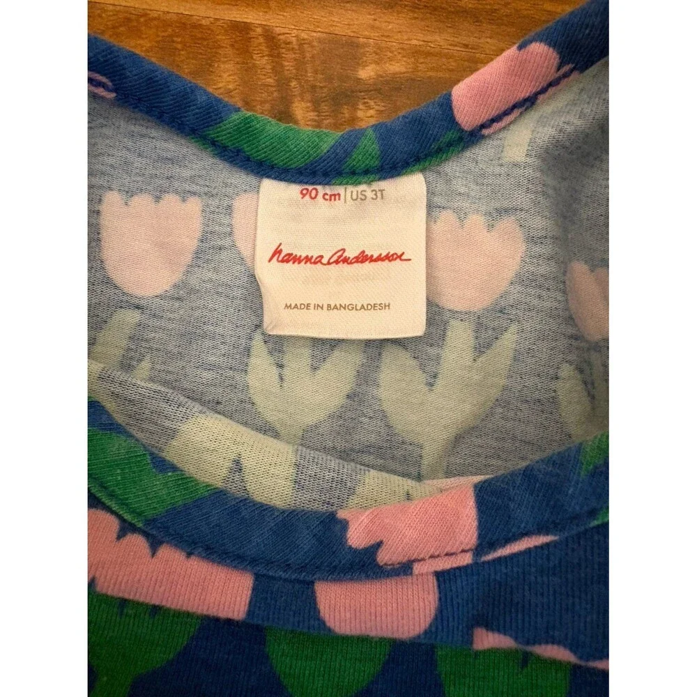 Hanna Andersson Short Sleeve Skater Dress, Tulip Print, Size 3T